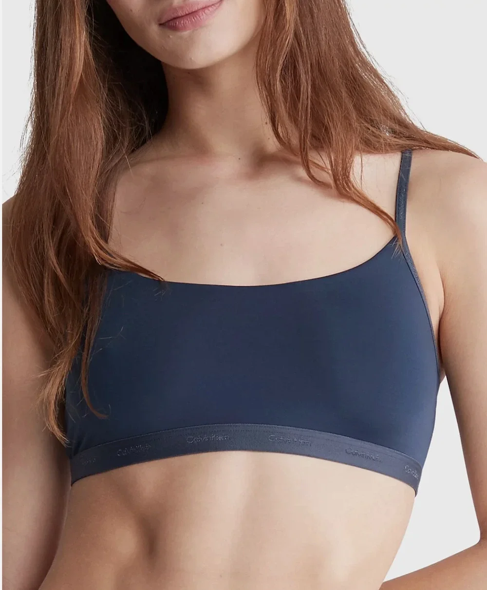 Calvin Klein Women's Form to Body Unlined Bralette QF6757 Speakeasy Blue Small